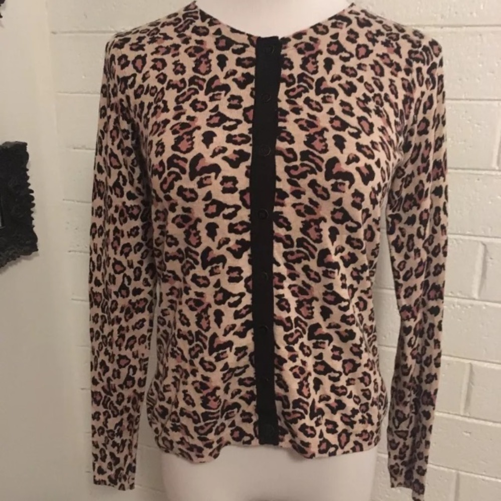 Foxcroft Cardigan Leopard Print Size Petite Small